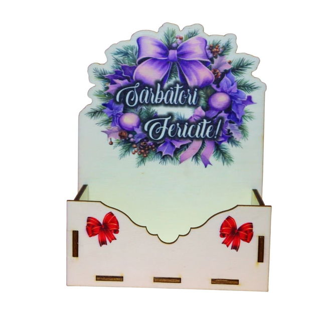 Cutii lemn aranjamente florale Craciun, Multicolor, CCUV022