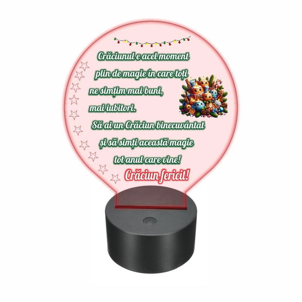 Lampa 3D personalizata, Craciun, multicolor, 22×18 cm, LVCUV004