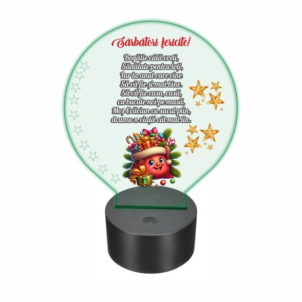 Lampa 3D personalizata, Craciun, multicolor, 22×18 cm, LVCUV009