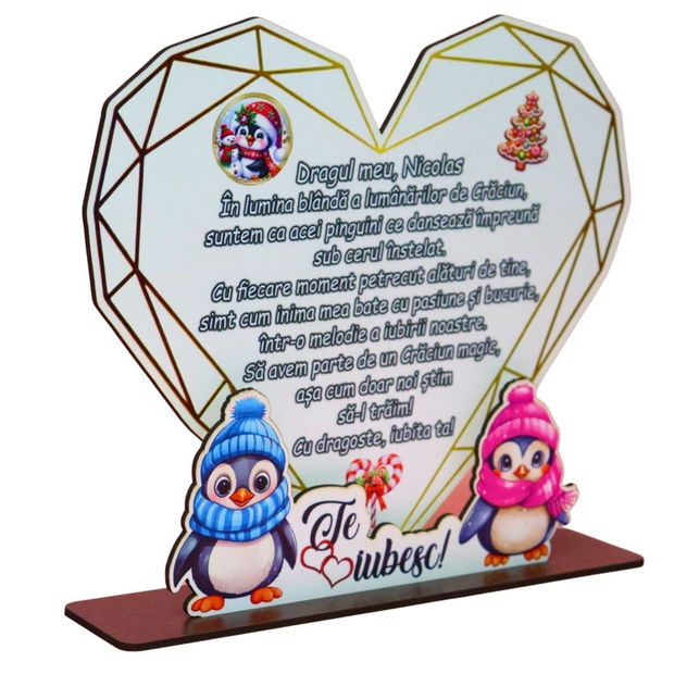 Decoratiune Cadou, Personalizata, Indragostiti, Lemn, 21,5x20cm, DCCRUV003