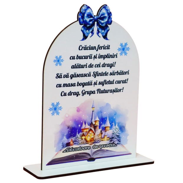 Decoratiune Cadou, Personalizata, Educatoare, Lemn, 22,5x15cm, DCCRUV006