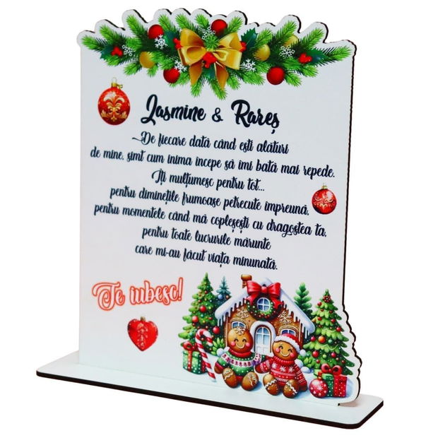 Decoratiune Cadou, Personalizata, Indragostiti, Lemn, 19,5x19cm, DCCRUV007