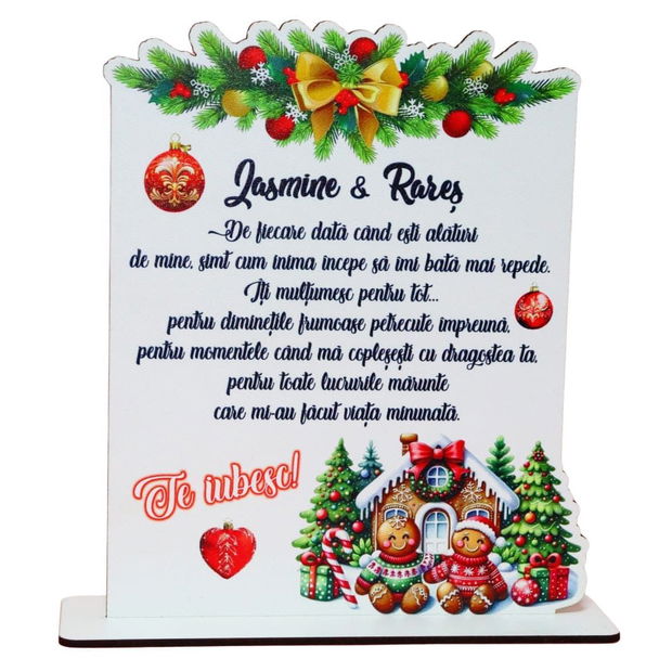 Decoratiune Cadou, Personalizata, Indragostiti, Lemn, 19,5x19cm, DCCRUV007