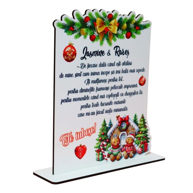 Decoratiune Cadou, Personalizata, Indragostiti, Lemn, 19,5x19cm, DCCRUV007