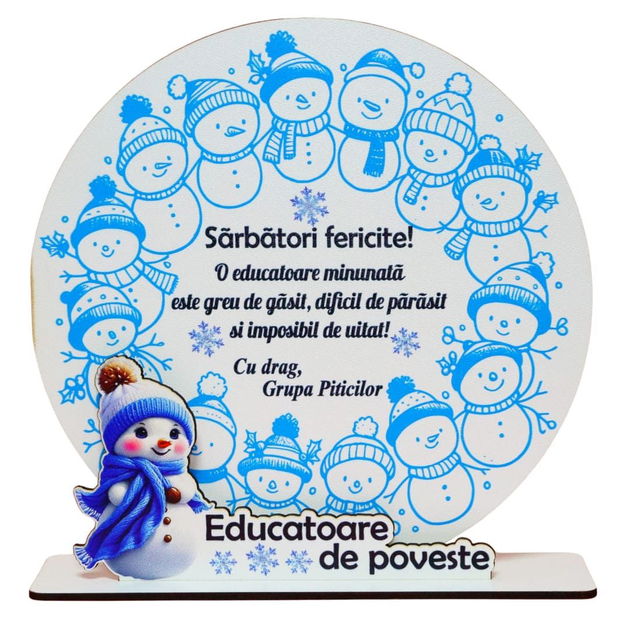 Decoratiune Cadou, Personalizata, Educatoare, Lemn, 22,5x20cm, DCCRUV009