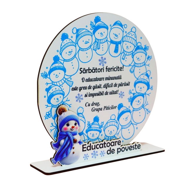 Decoratiune Cadou, Personalizata, Educatoare, Lemn, 22,5x20cm, DCCRUV009