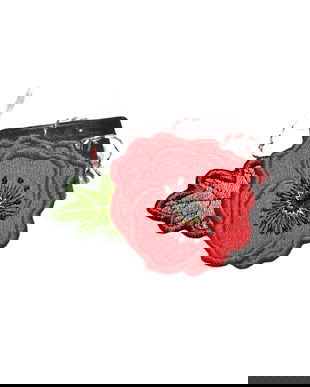 Brosa mac rosu cu frunza