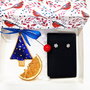 Christmas Gift Box: Glob din portelan + Cercei de argint "Fulg"