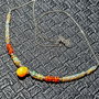 Colier argint opal de foc etiopian brioleta gradient lant argint minimalist boho chic trendy - Transport gratuit