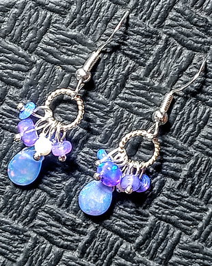 Cercei argint opal de foc etiopian lavanda perle naturale de cultura seed brioleta minimalisti boho chic trendy - Transport gratis