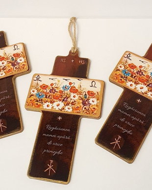 Cruce decorativa din lemn, personalizata cu mesaj, cadou mama / bunica