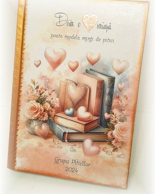 Agenda nedatata personalizata, format A5, cadou Invatatoare / Educatoare / Grupa inimioarelor