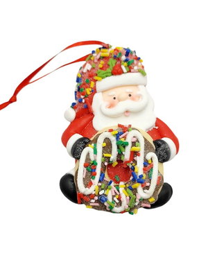Ornament/ figurina Craciun, Mos Craciun cu briosa, 4208
