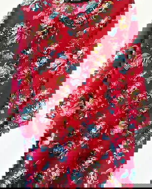 bluza lunga / rochie grena cu arabescuri colorate  , m.collection , 54