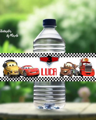 Etichete Personalizate Sticle de Suc  Tematica Cars!