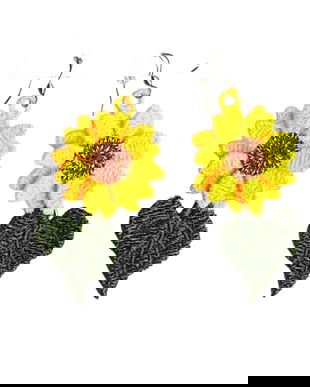 Cercei floarea soarelui cu frunza