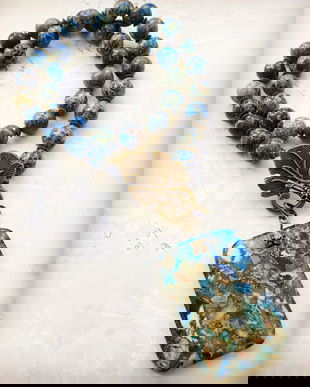 Colier vintage regalit albastru