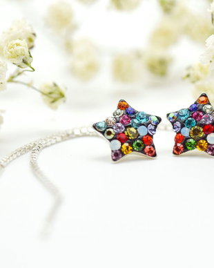 Cercei handmade cu lantisor forma Stea,Steluta, Star  Argint 925