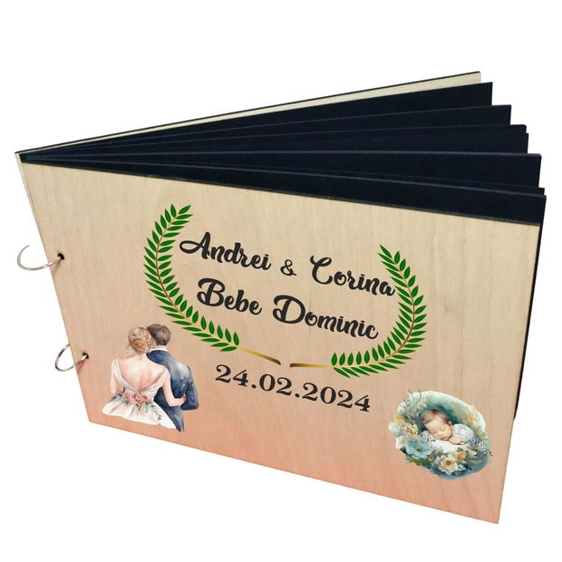 Album Foto Coperta Lemn, Guest Book, Nunta si Botez, 21×30 cm CANUV001