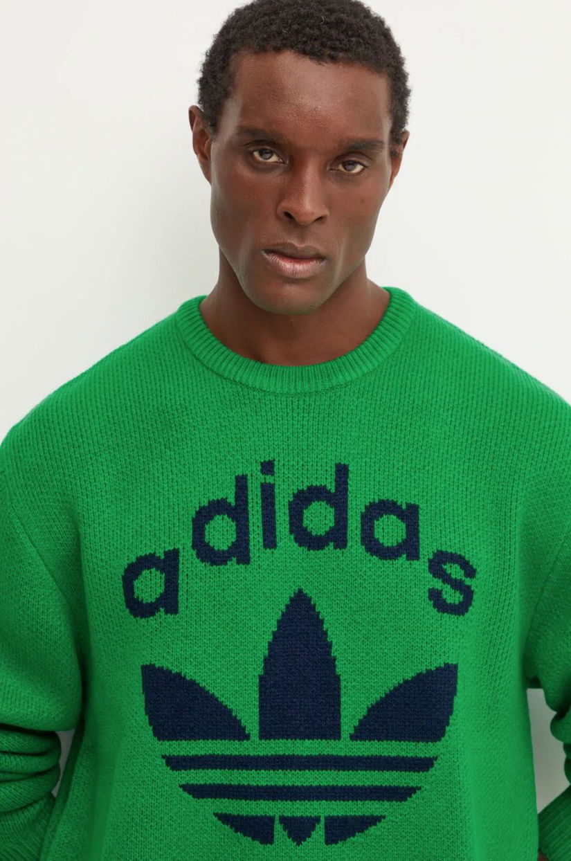 adidas Originals pulover Knit Crewneck bărbați, culoarea verde, JN5966