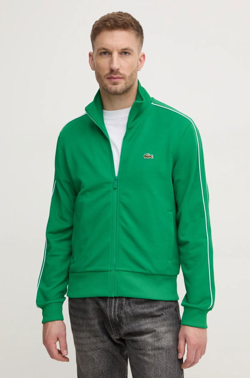 Lacoste bluza barbati, culoarea verde, neted