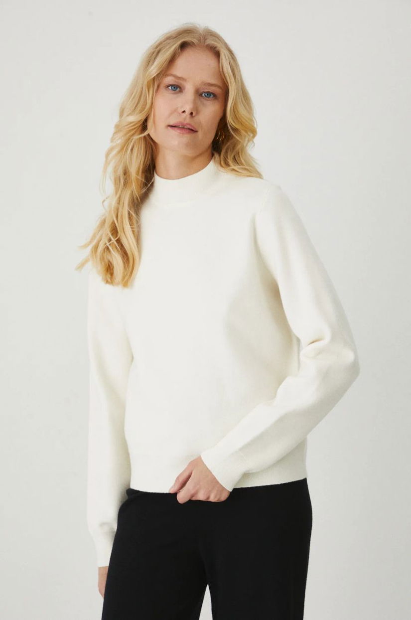 Medicine pulover femei, culoarea bej, light, cu turtleneck