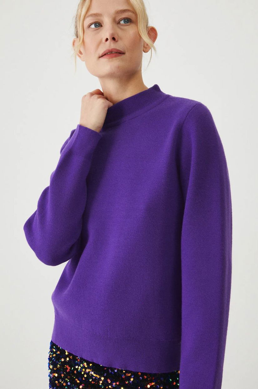 Medicine pulover femei, culoarea violet, light, cu turtleneck