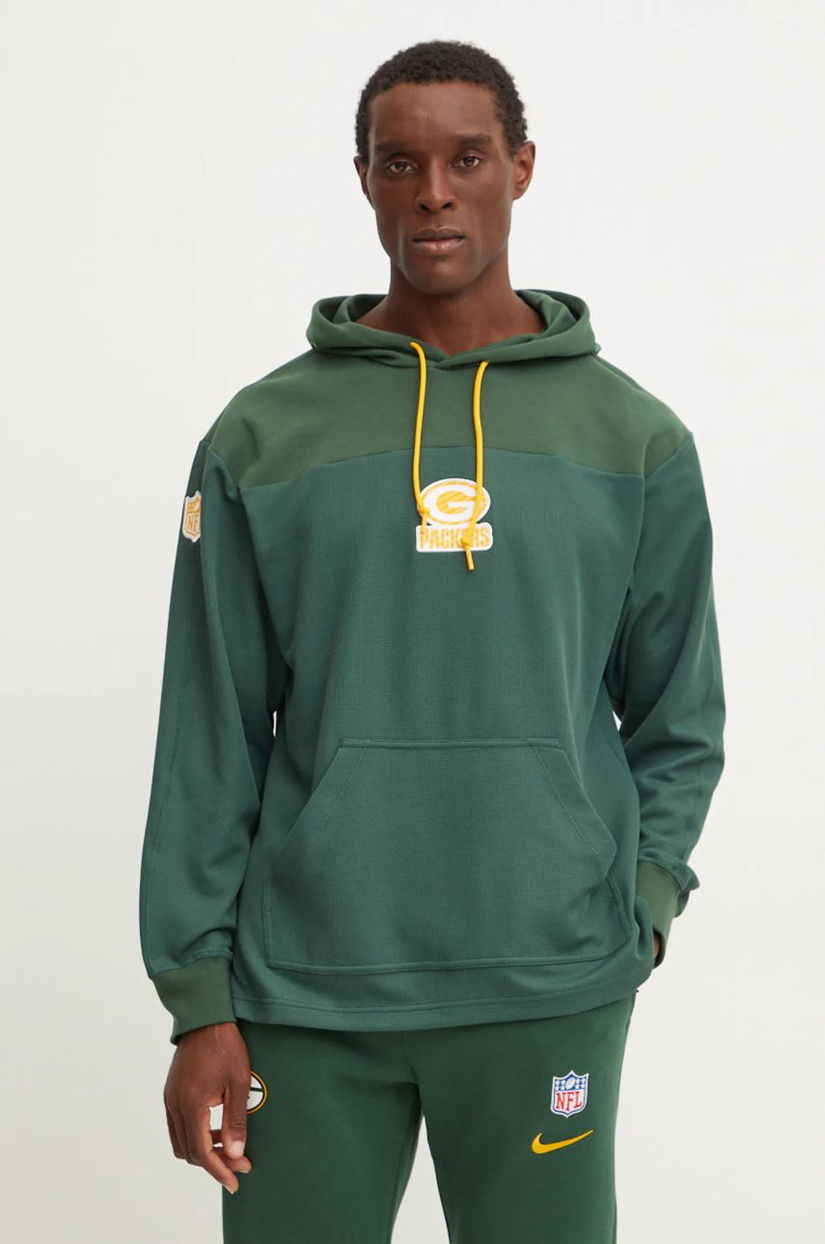 Nike hanorac din amestec de lana Green Bay Packers culoarea verde, cu glugă, cu imprimeu, 02FI-3EE-7T-L98