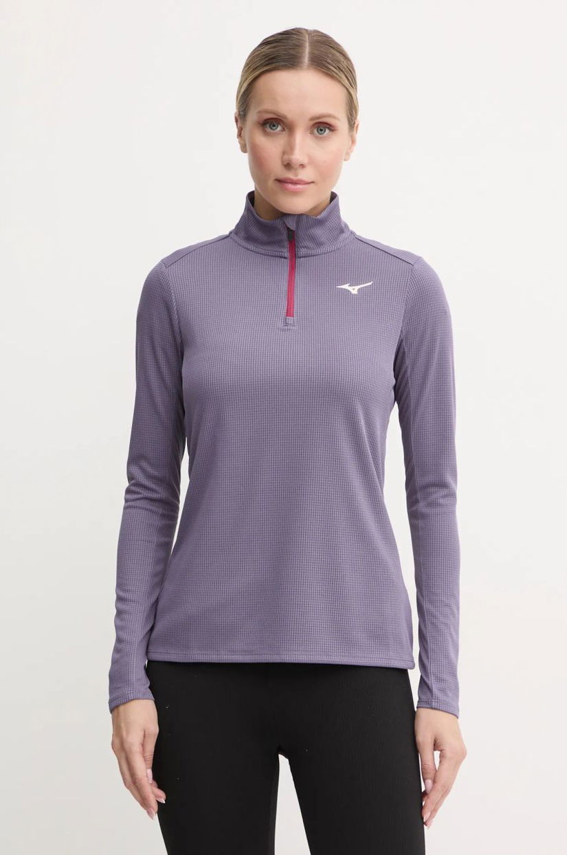 Mizuno hanorac de jogging Dryaeroflow culoarea violet, neted, J2GAB704