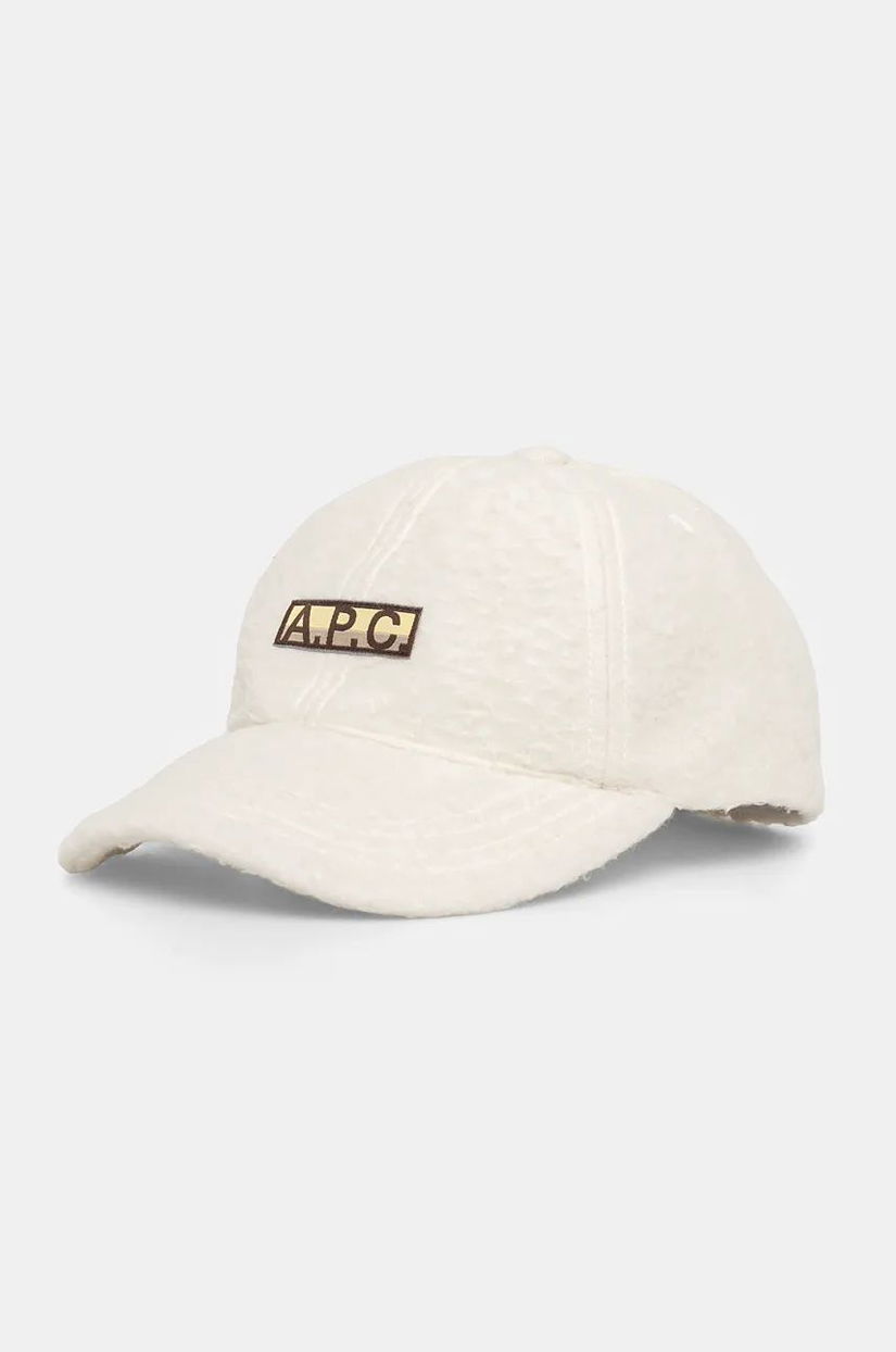 A.P.C. șapcă din amestec de lână casquette charlie polaire culoarea alb, cu imprimeu, PSAKA.M24146