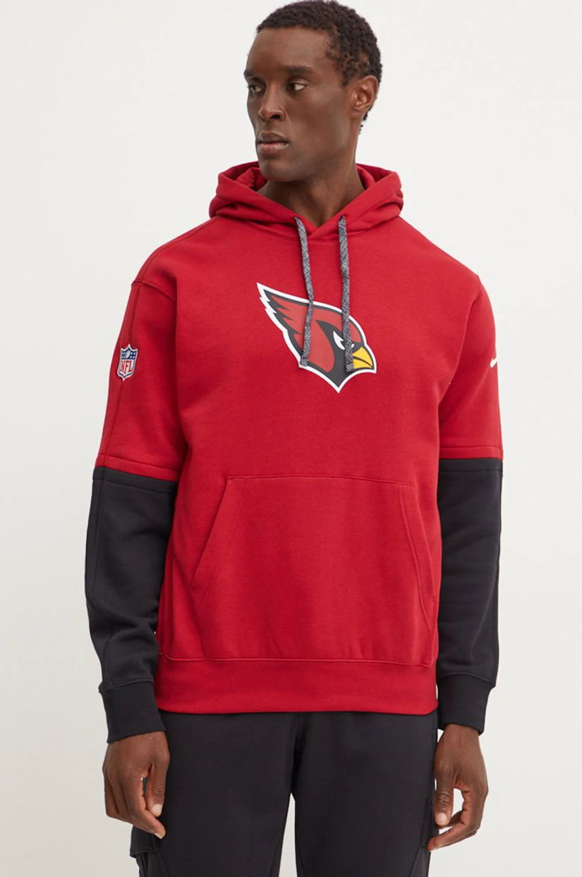 Nike bluza Arizona Cardinals barbati, culoarea bordo, cu glugă, cu imprimeu, 02F2-060Y-9C-87G