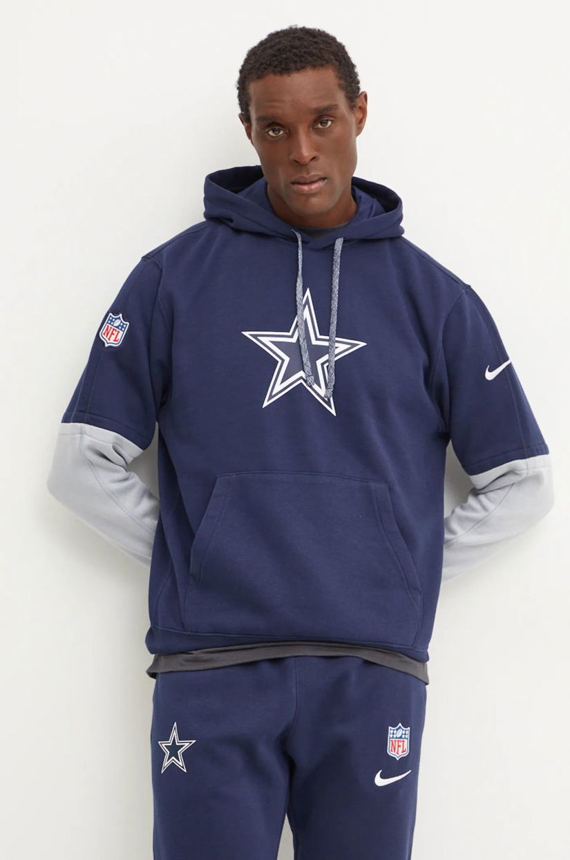 Nike bluza Dallas Cowboys barbati, culoarea albastru marin, cu glugă, modelator, 02F2-447M-7RD-87G