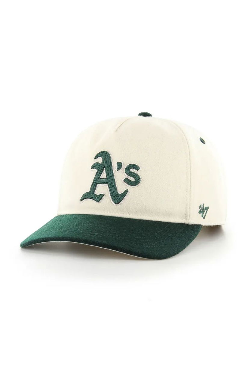 47 brand șapcă de baseball din bumbac MLB Oakland Athletics culoarea bej, cu imprimeu, B-CHSHT18WIP-NT