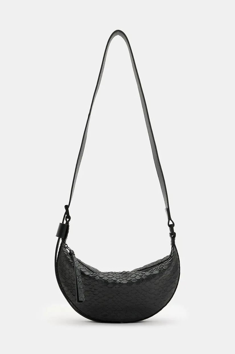 AllSaints poseta de piele HALFMOON SNAKE culoarea negru, W387XB