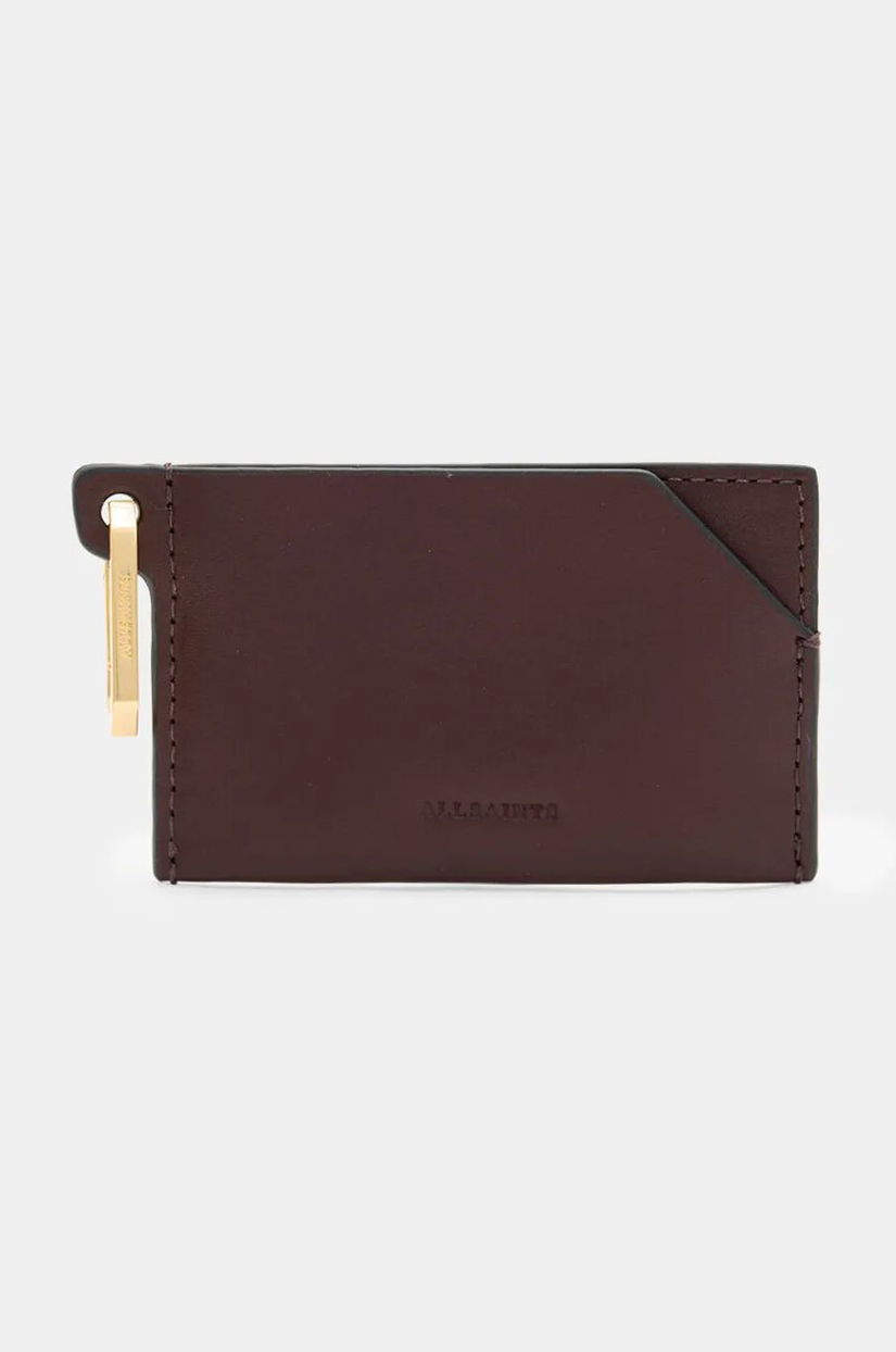 AllSaints carcasa din piele HEX CARDHOLDER culoarea bordo, W398XB