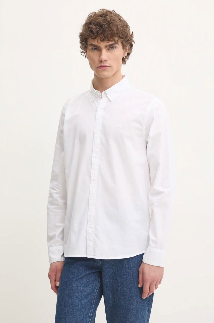 Hollister Co. camasa barbati, culoarea alb, cu guler button-down, regular, KI325-4056