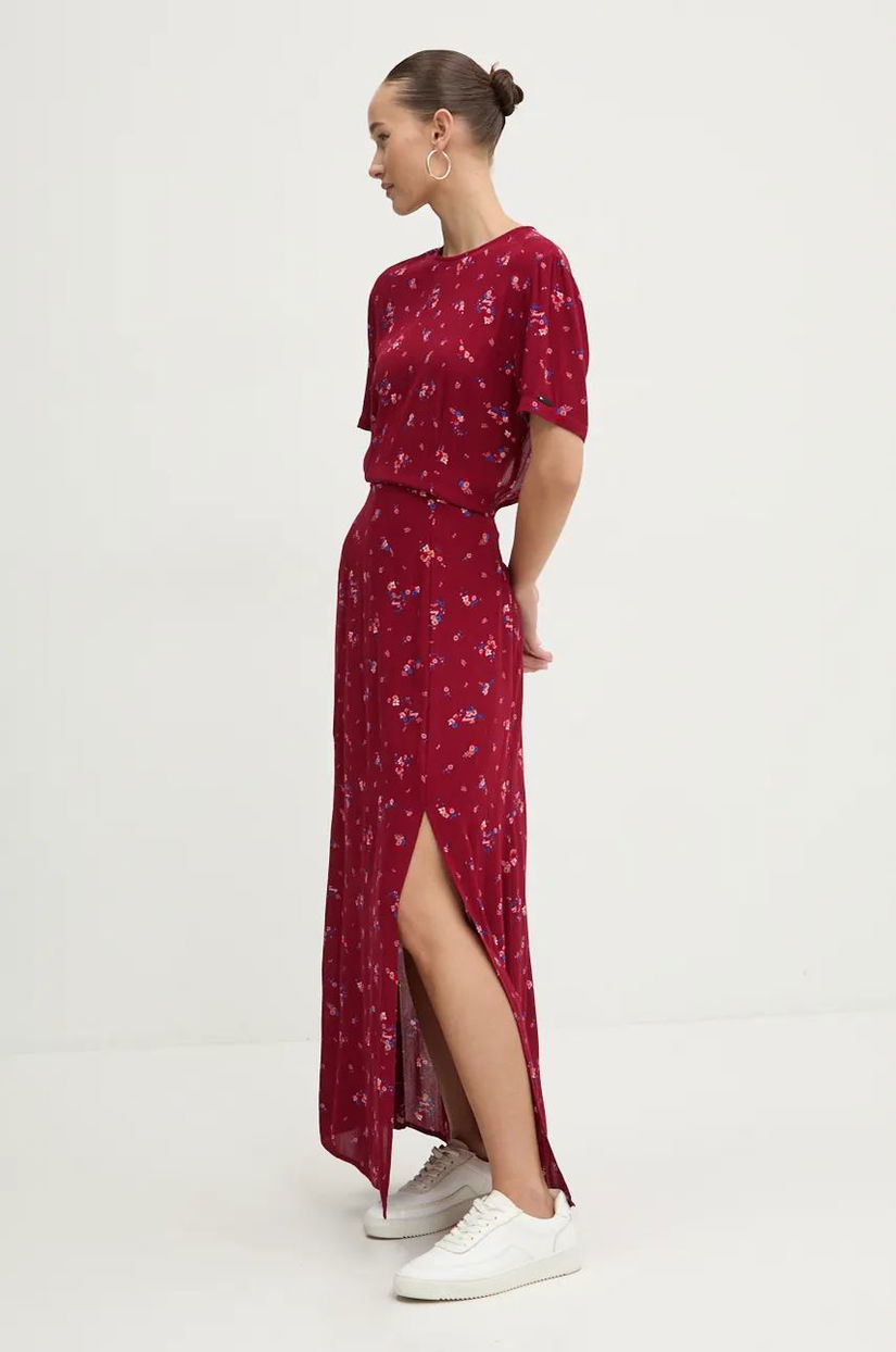 Tommy Jeans rochie culoarea bordo, maxi, drept, DW0DW18469