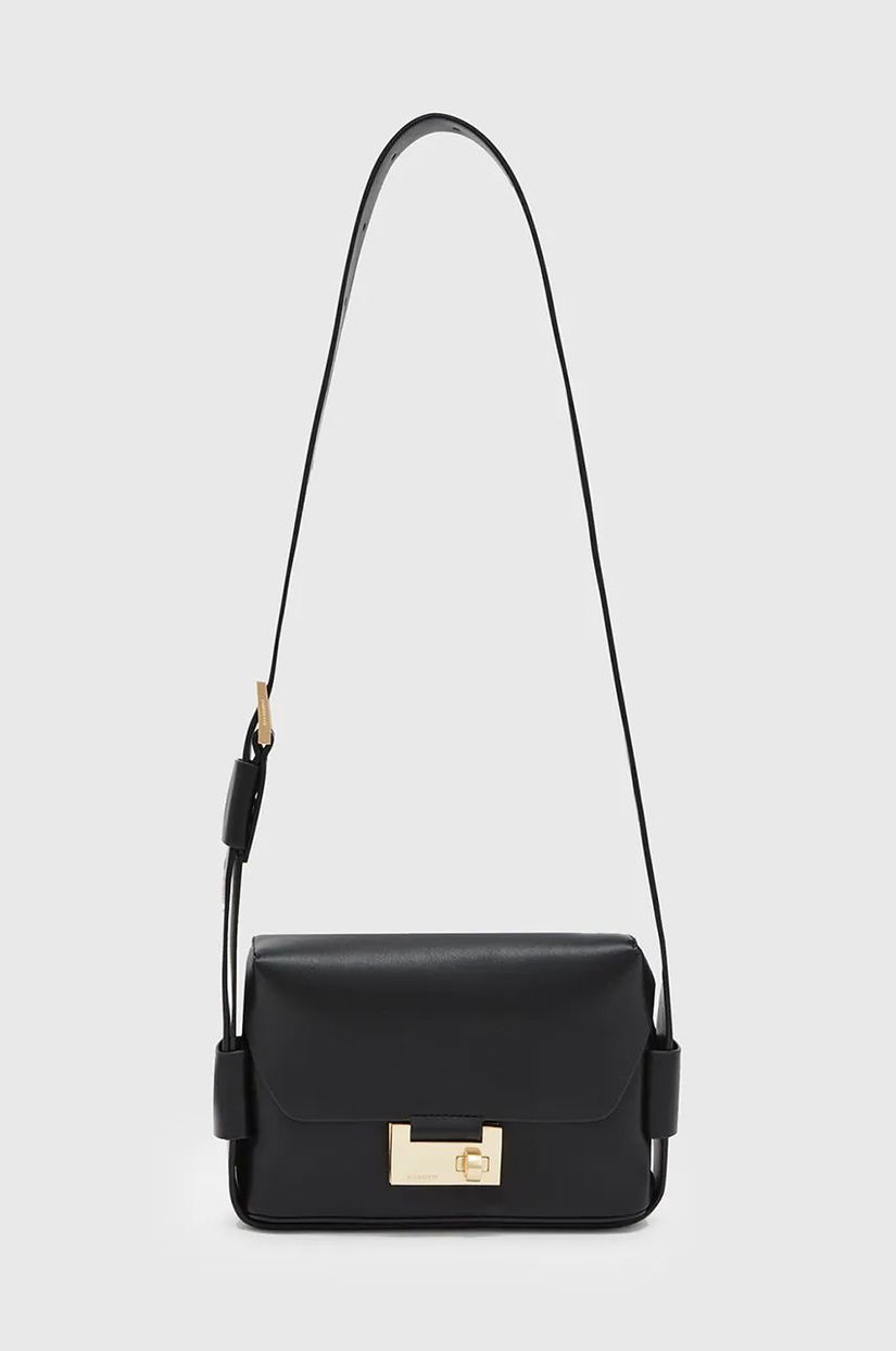 AllSaints poseta de piele FRANKIE culoarea negru, W307XB