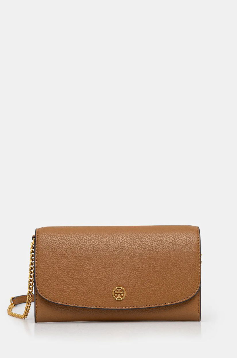 Tory Burch portofel de piele Robinson femei, culoarea maro, 146367.202