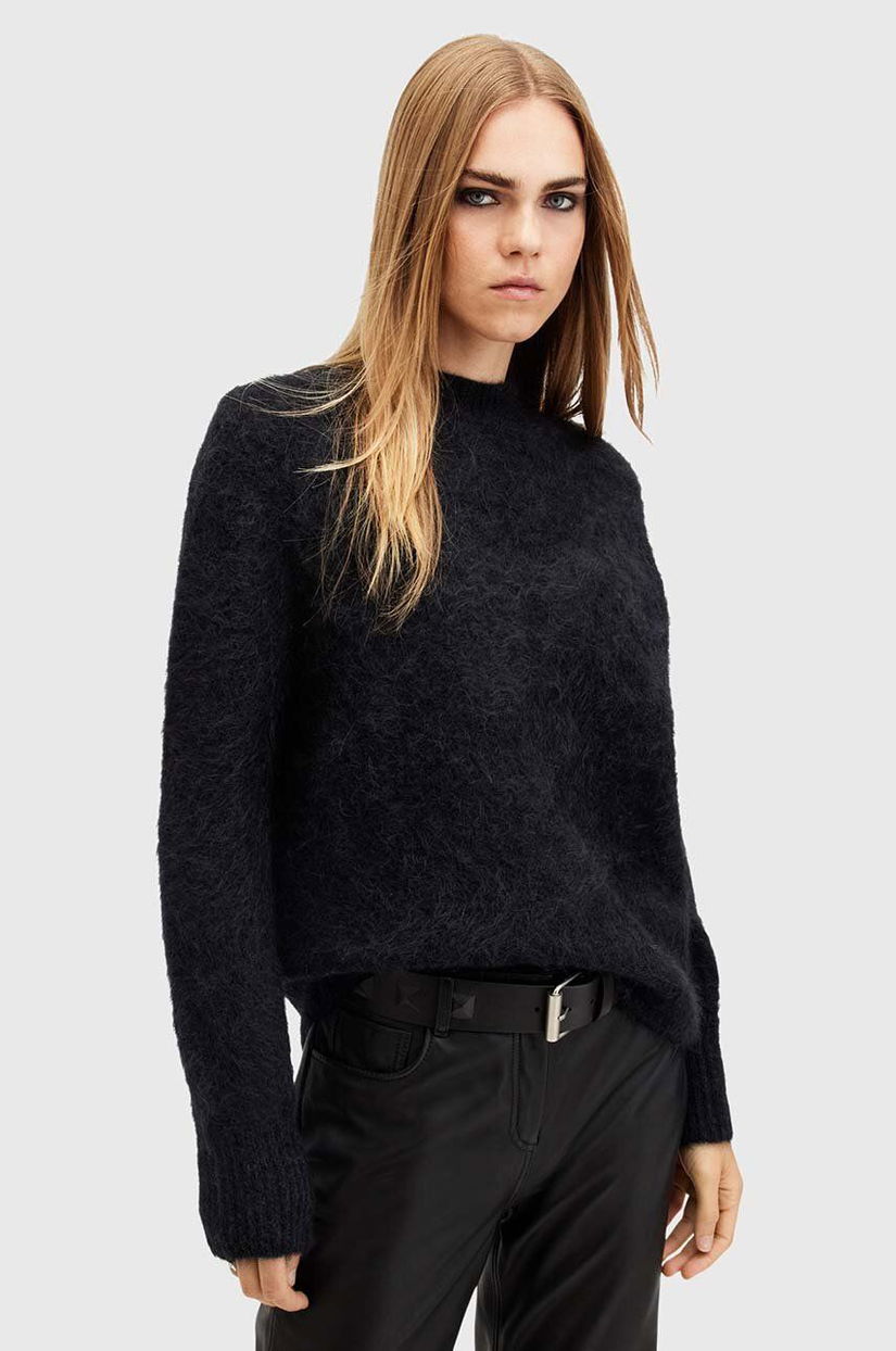 AllSaints pulover de lana VORTEX JUMPER femei, culoarea negru, călduros, W032KB