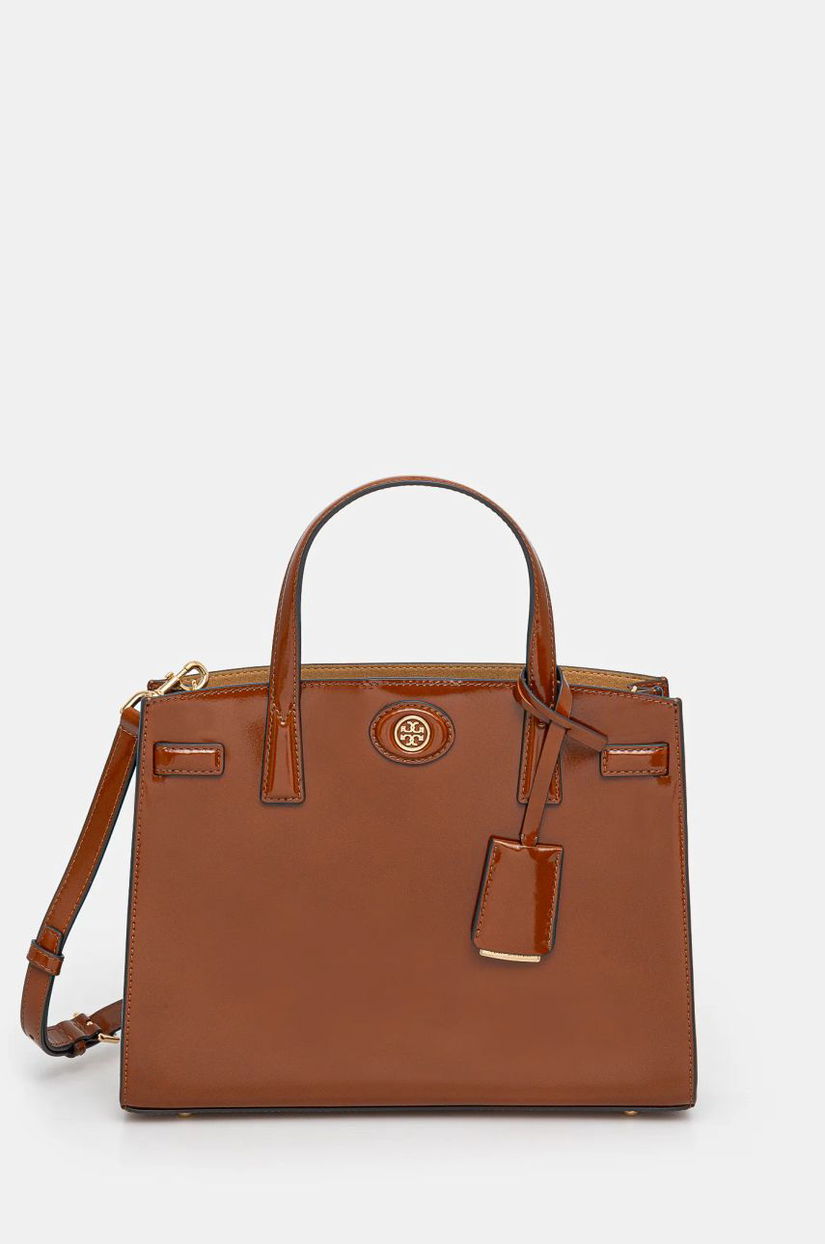 Tory Burch poseta de piele Robinson culoarea maro, 166201.223