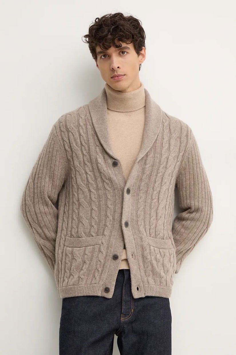 Hackett London cardigan din lana culoarea bej, HM703218