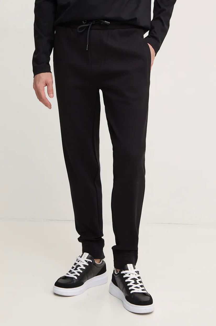 BOSS pantaloni de trening din bumbac culoarea negru, neted, 50528825