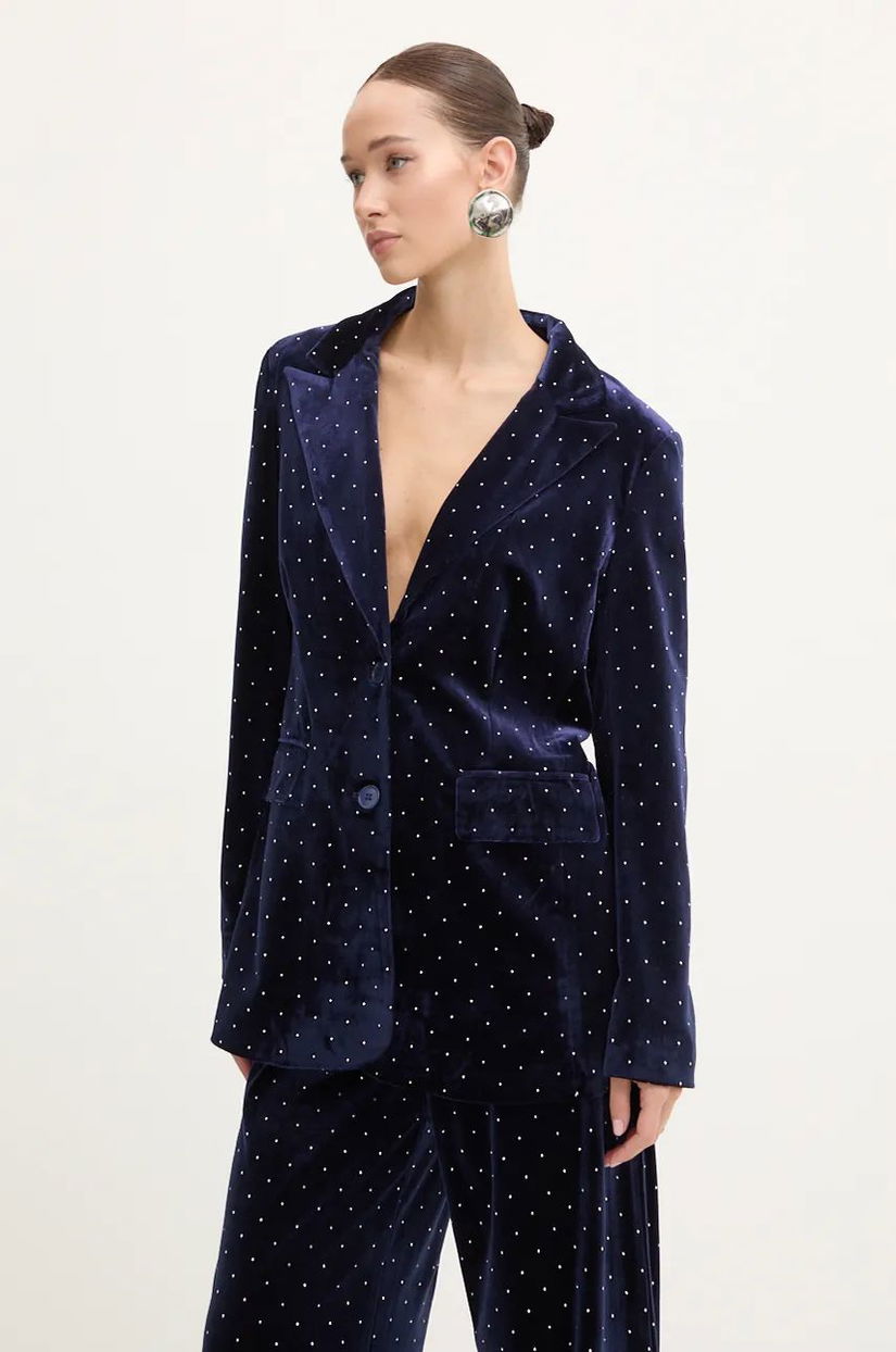 Never Fully Dressed sacou Navy Hot Fix Blazer culoarea albastru marin, un singur rand de nasturi, NFDOU395