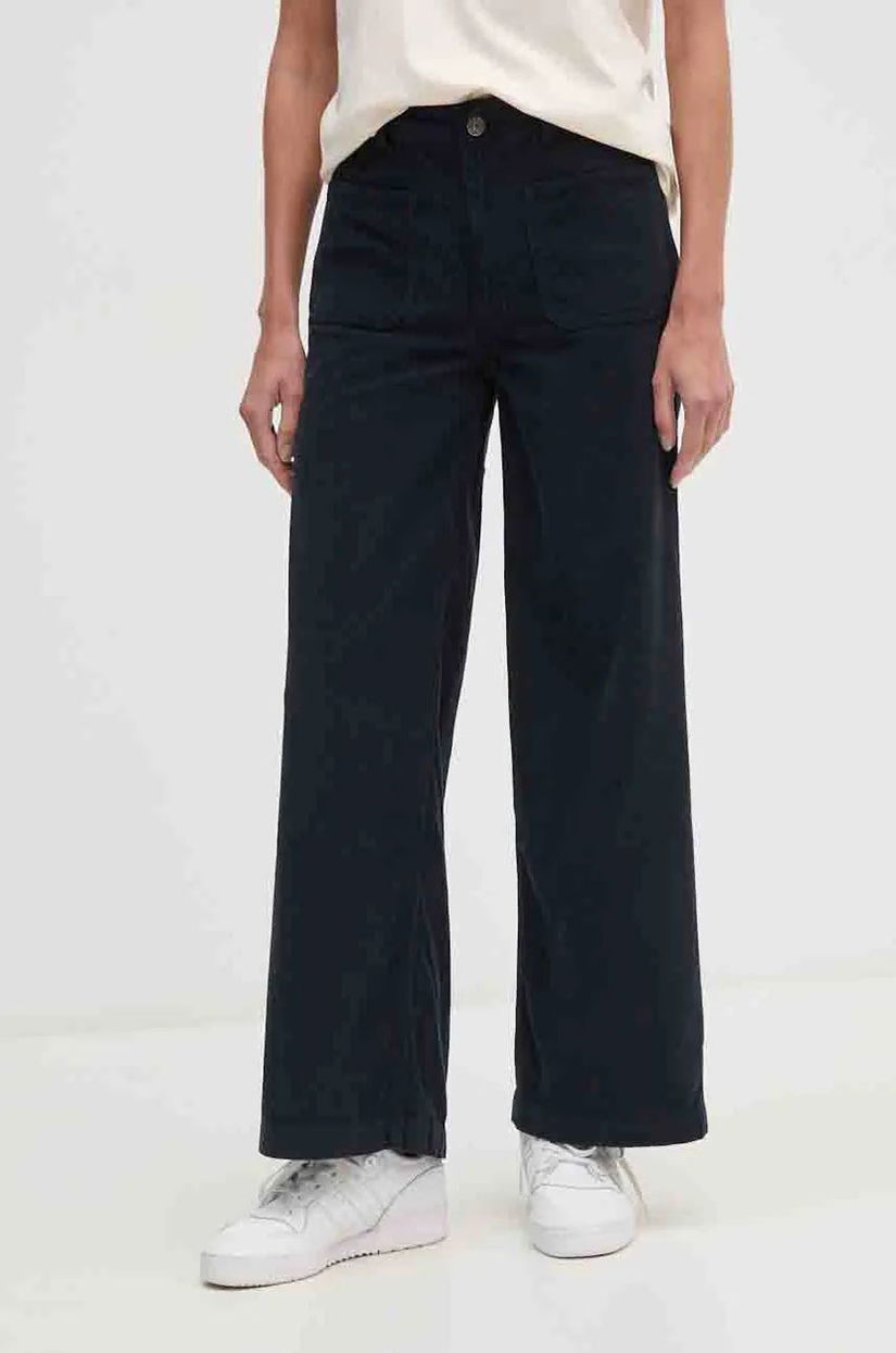 Pepe Jeans pantaloni de catifea cord CELIA culoarea albastru marin, fason culottes, high waist, PL211776