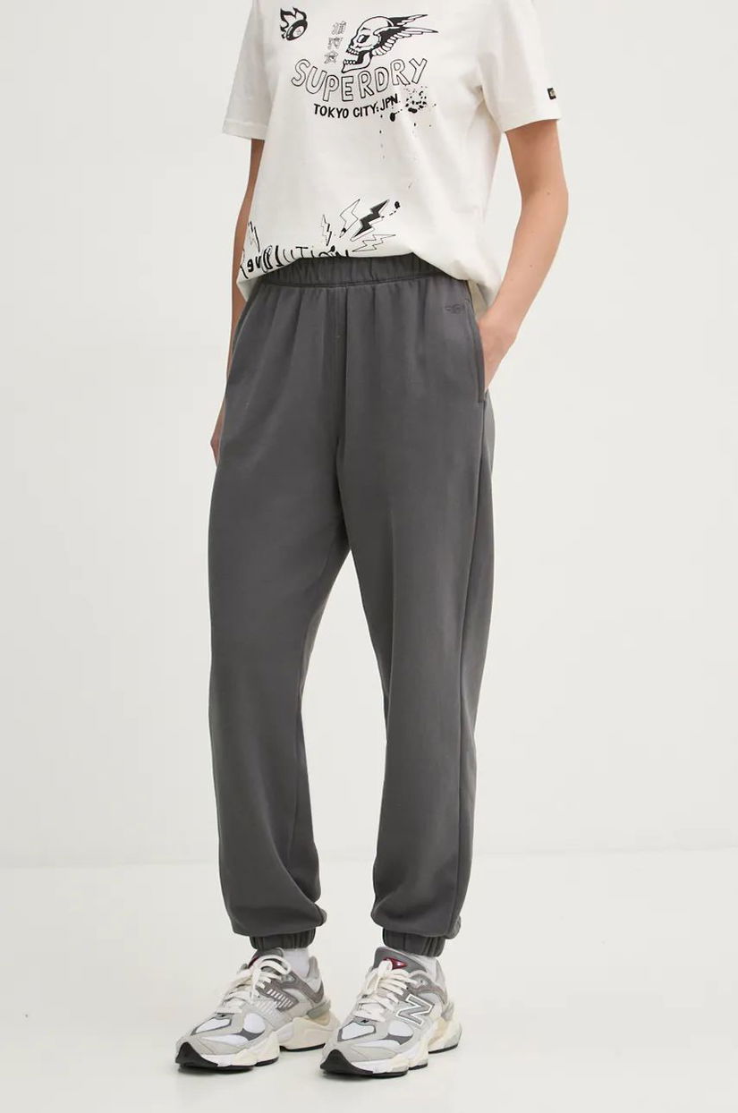 Hollister Co. pantaloni de trening culoarea gri, neted, KI347-4121