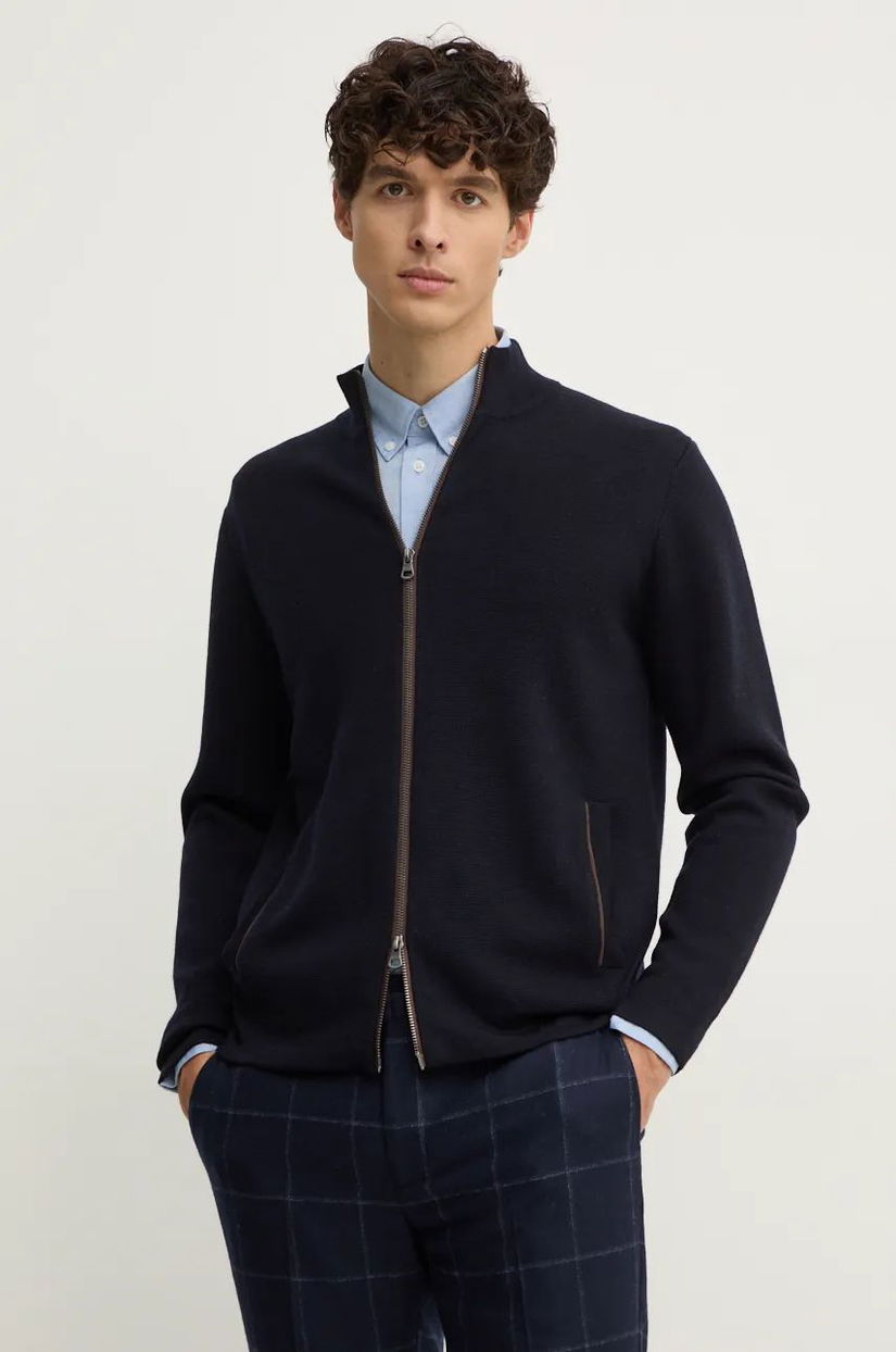 Hackett London cardigan din lana culoarea albastru marin, HM703250