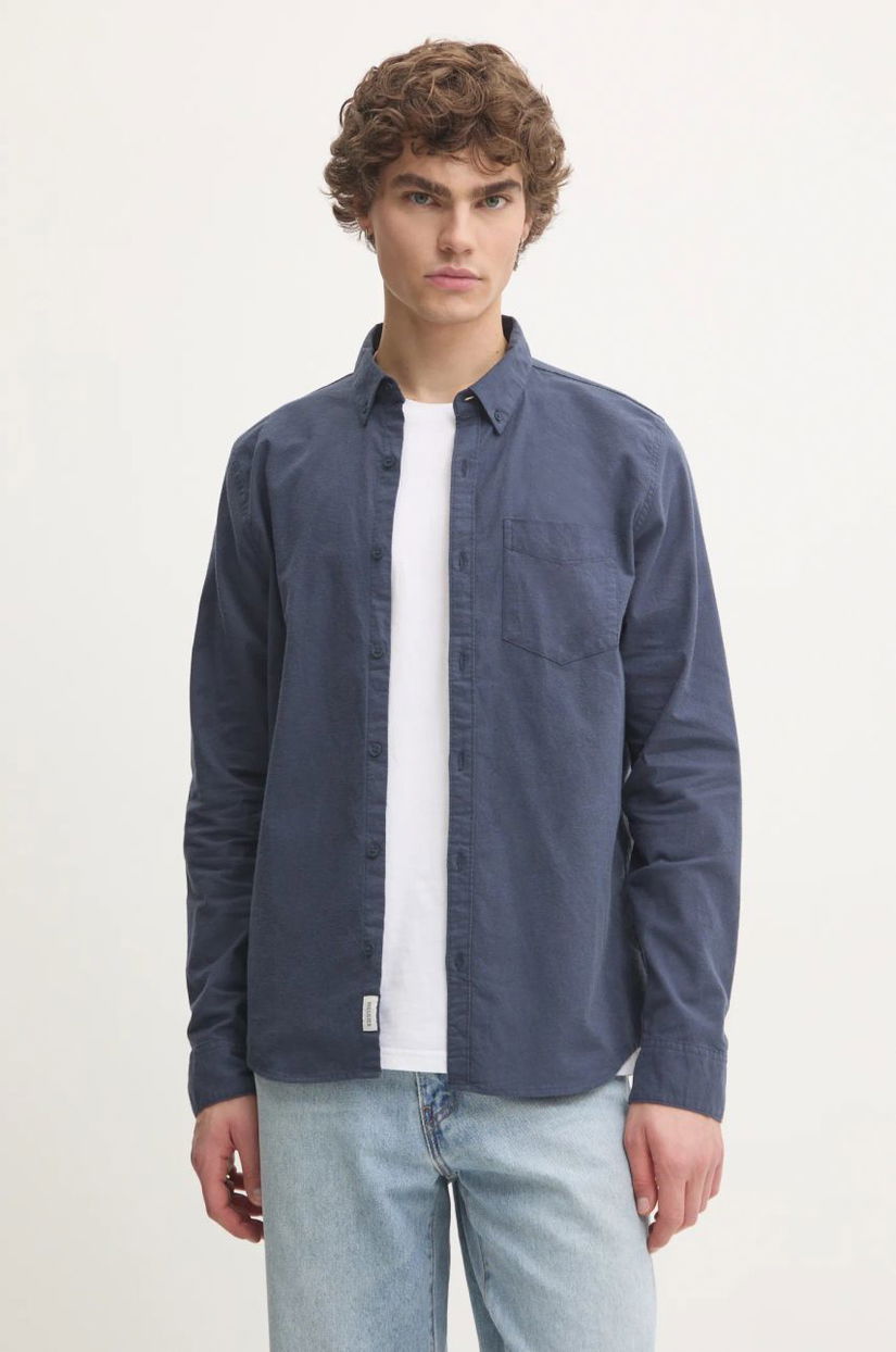 Hollister Co. camasa barbati, culoarea albastru marin, cu guler button-down, regular, KI325-4056