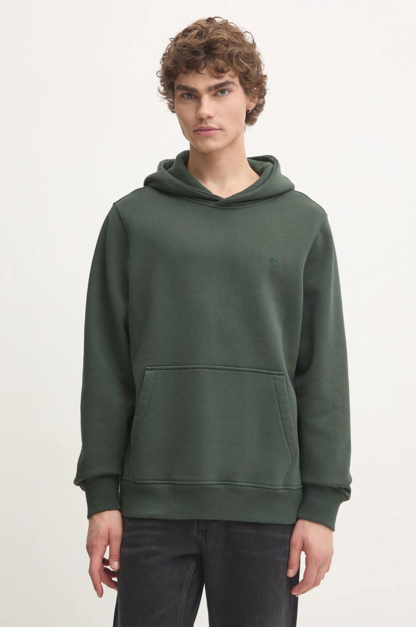 Abercrombie & Fitch bluza barbati, culoarea verde, cu glugă, neted, KI122-4273