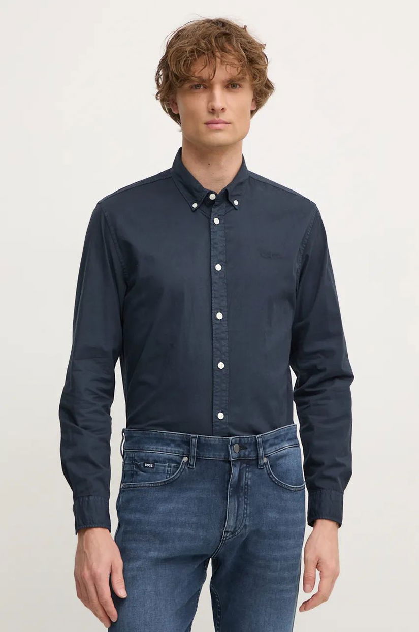 Pepe Jeans camasa din bumbac MANLEY barbati, culoarea albastru marin, cu guler button-down, regular, PM308728